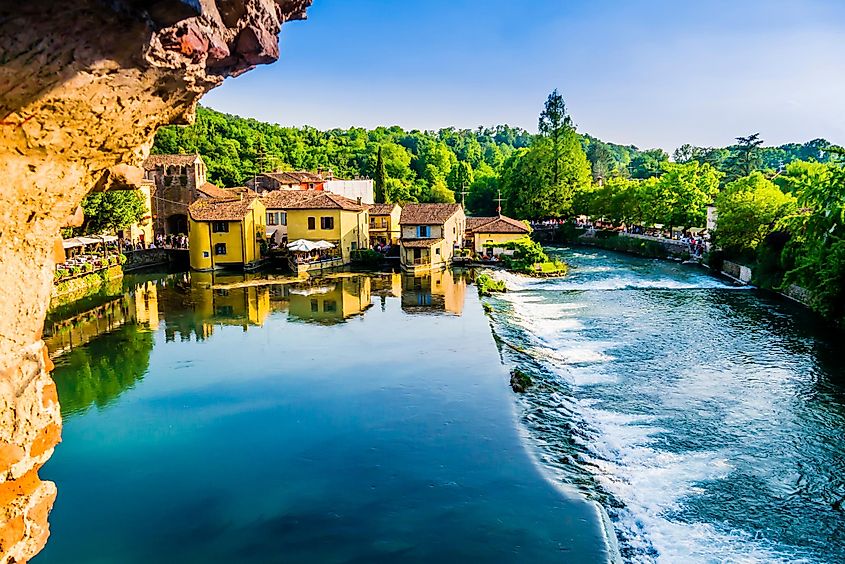 Amazing view of Borghetto historical center in Valeggio sul Mincio, Italy.