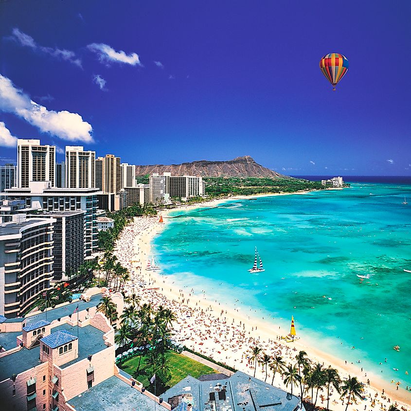 View of Waikiki Beach and Diamond Head.