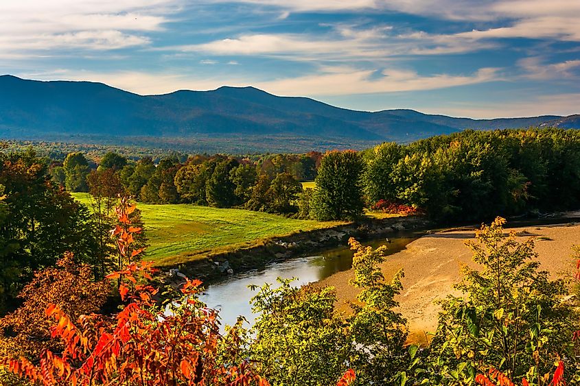 View of the Saco River in Conway, New Hampshire.