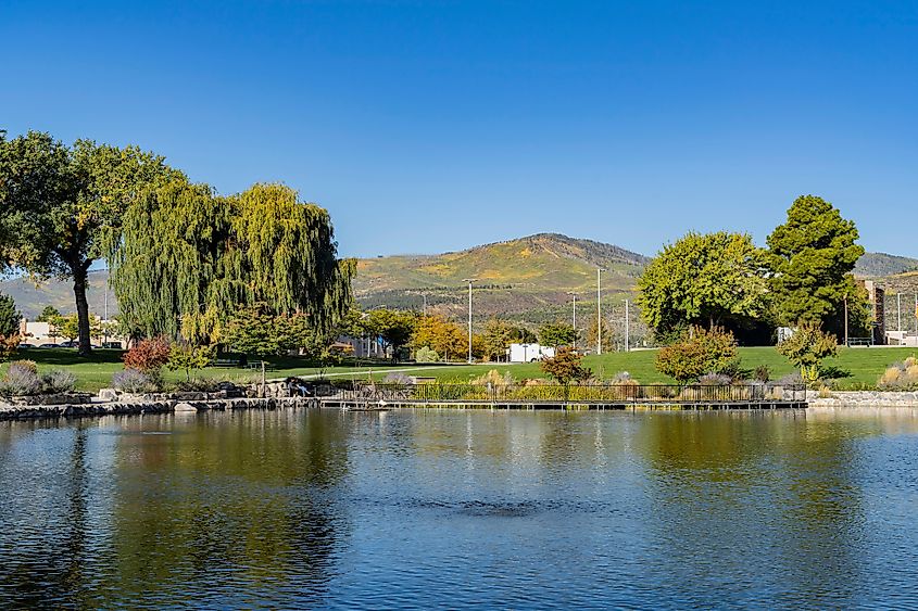 Morning view of the Ashley Pond Park at Los Alamos, New Mexico.