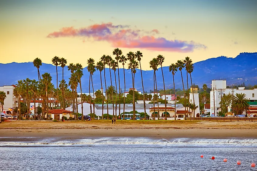 The waterfront and mountains at Santa Barbara, California.