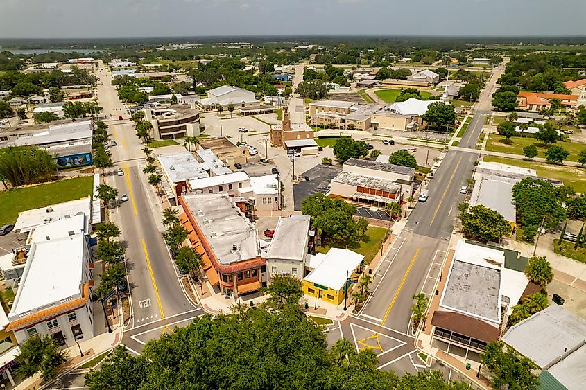  Aerial photo Downtown Sebring Florida USA historic district