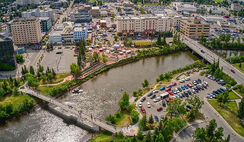 Aerial View of the Popular Midnight Sun Festival in Fairbanks, Alaska