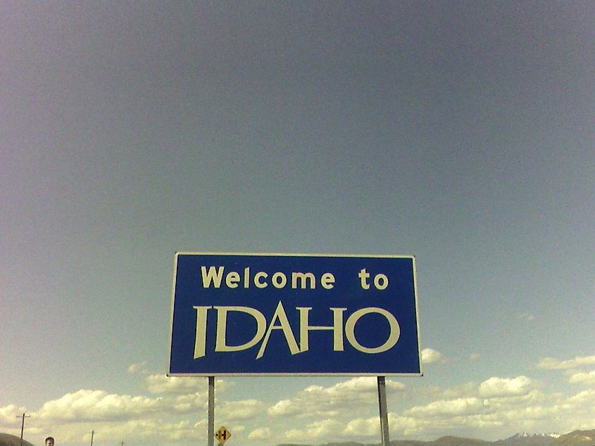 Idaho welcome sign near Franklin, Idaho.