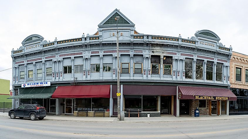 Classic main street storefront in Dillon, Montana, USA.