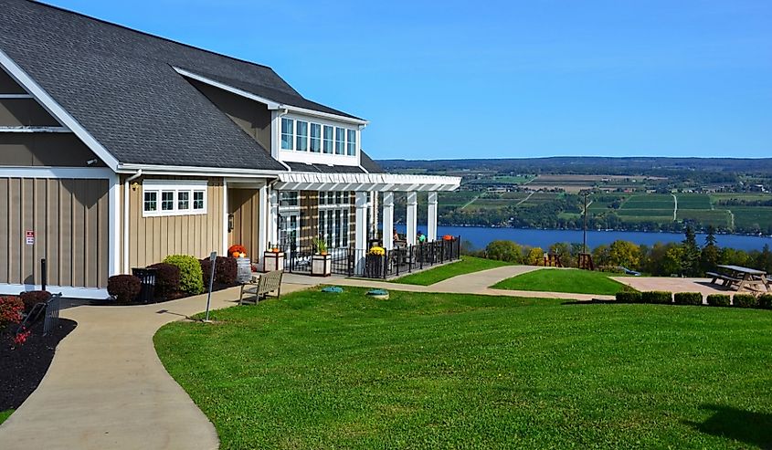 Starkey's Lookout, a winery and microbrewery under one roof. It’s a spectacular tasting facility and wine shop perched on a hill overlooking Seneca Lake