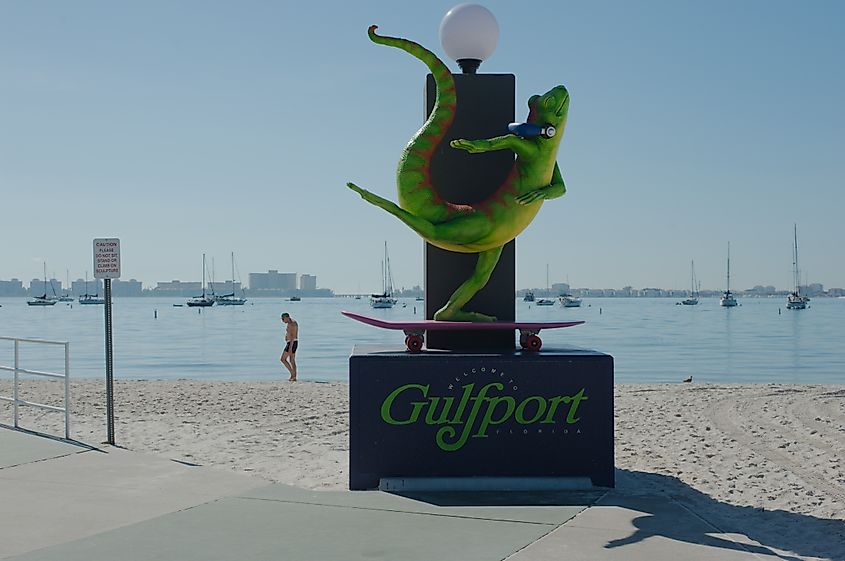 Gecko statue in the town of Gulfport, Florida.