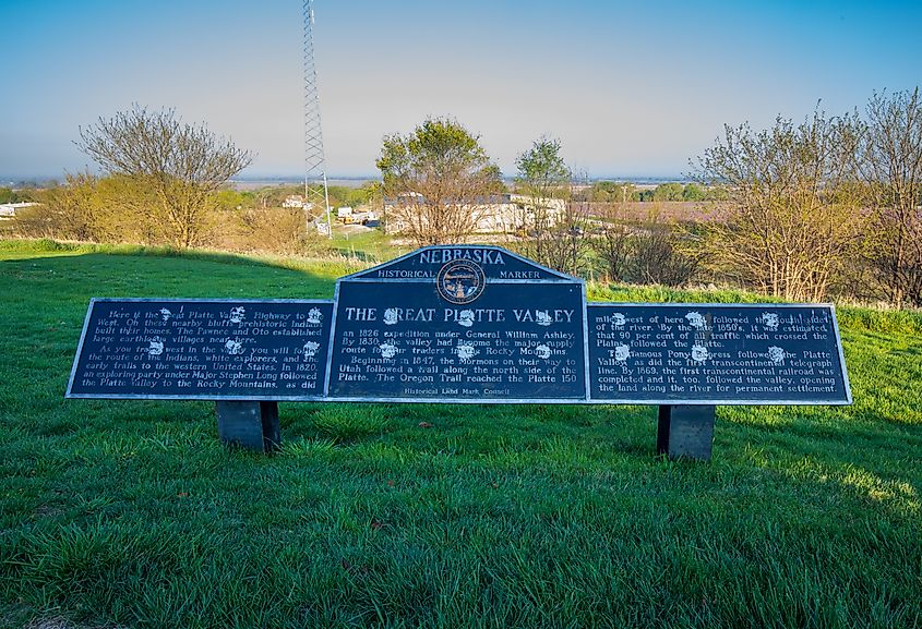 York, Nebraska historical marker along Interstate 80.