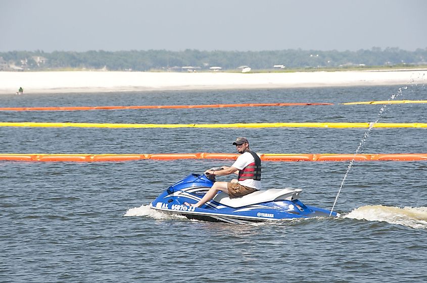 A recreational boater in Orange Beach, Alabama