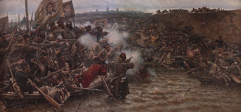 Vasily Surikov's 1895 painting "Yermak's Conquest of Siberia".