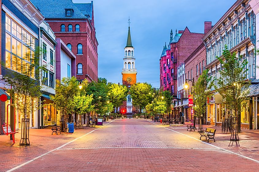 Burlington, Vermont, USA, at Church Street Marketplace.