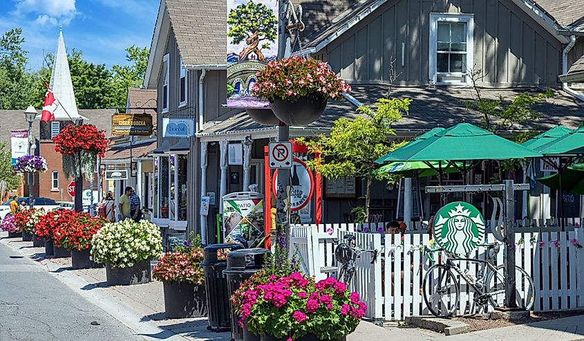Cafes and restaurants of scenic travel destination Unionville village