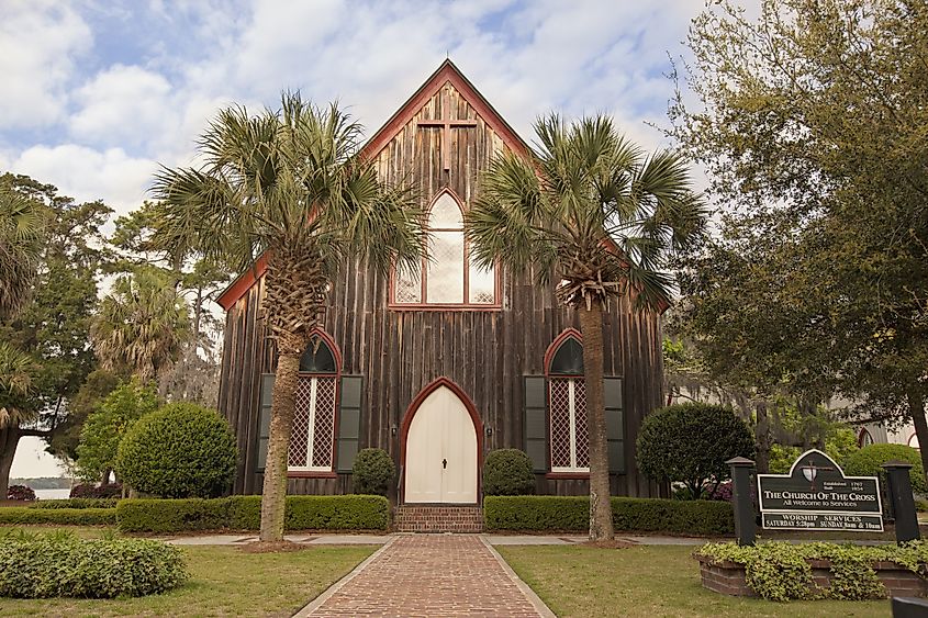 The historic Church of the Cross was built in Bluffton, South Carolina in 1854. 