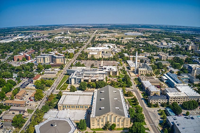 Aerial view of Manhattan, Kansas.