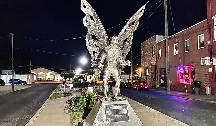 The Mothman Statue in Point Pleasant, West Virginia.