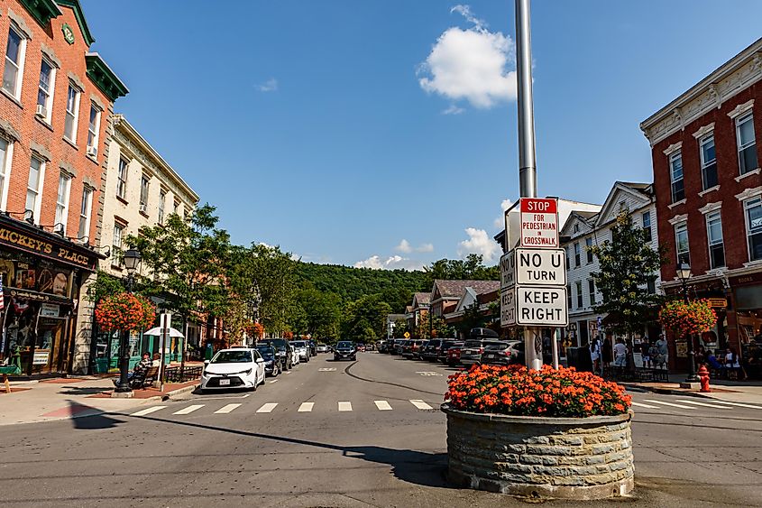 Main Street near the National Baseball Hall of Fame in Cooperstown, New York