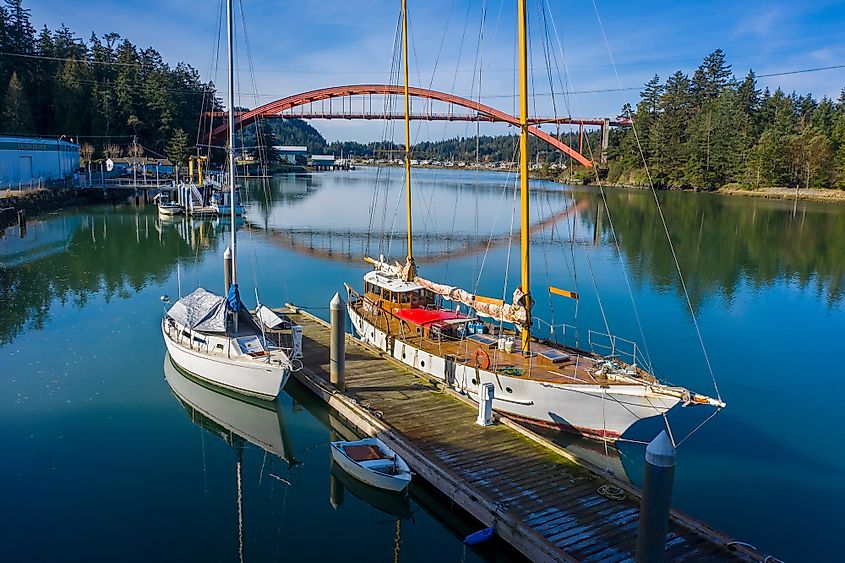 Rainbow Bridge in the town of La Conner, Washington. 