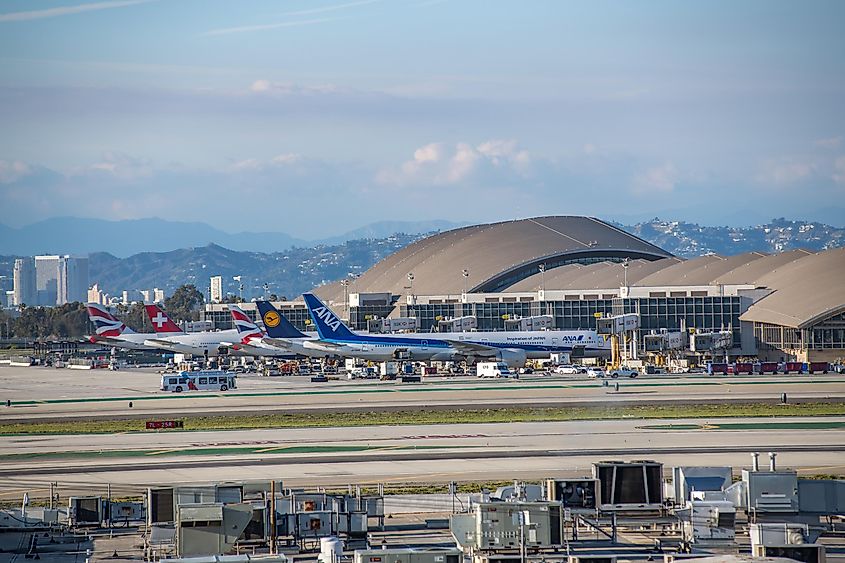  Los Angeles International Airport with planes on the tarmac. 