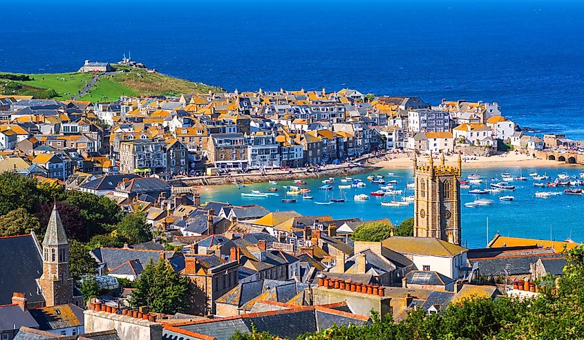 Picturesque St Ives, a popular seaside town and port in Cornwall, England