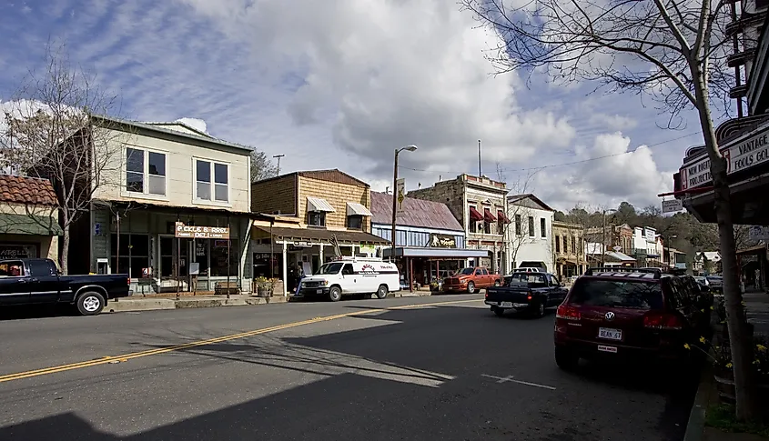 Photo of downtown Angels Camp, California taken in March 2008.