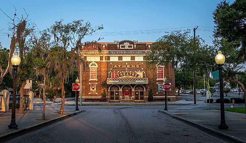 Athens Theatre in historic small town Deland street view
