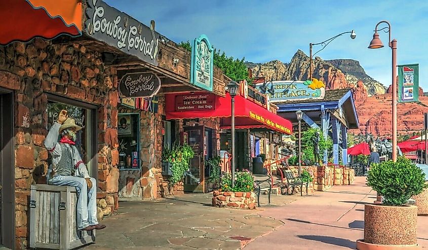Downtown Tourist Marketplace in Sedona, Arizona.