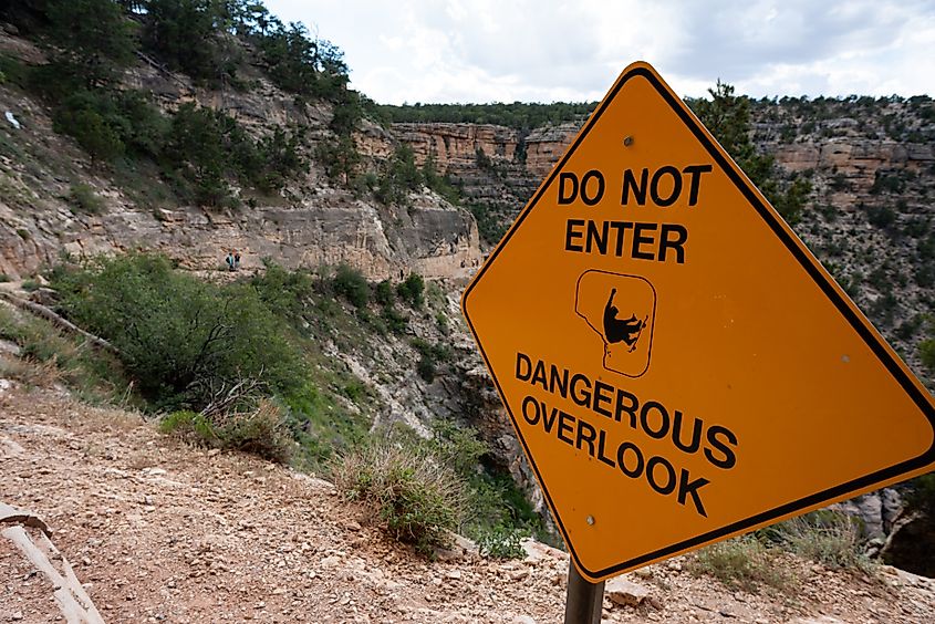 Warning sign at Grand Canyon National Park.