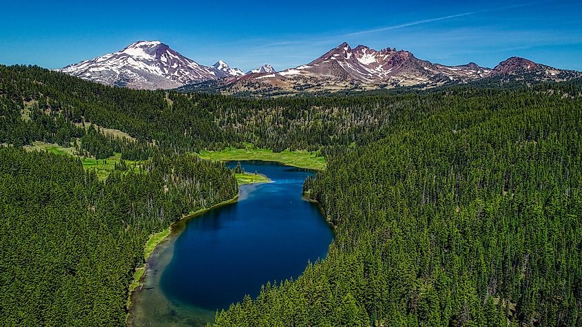 Aerial view of Todd Lake near Bend, Oregon