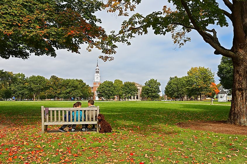 The Baker-Berry Library on the campus of Dartmouth College. Dartmouth College is a private Ivy League research university in Hanover, New Hampshire.