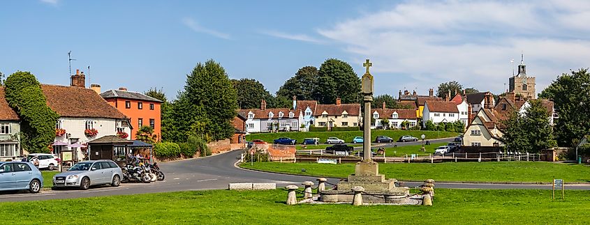 A panoramic view of the beautiful village of Finchingfield in Essex, UK.