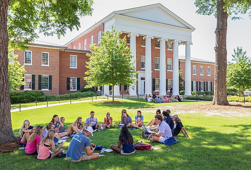 People gathered on the campus of the University of Mississippi in Oxford, Mississippi.
