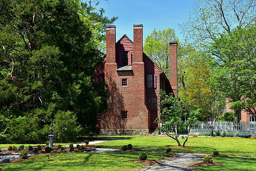 A historical house, the 1774 Palmer-Marsh House in Bath, North Carolina. 