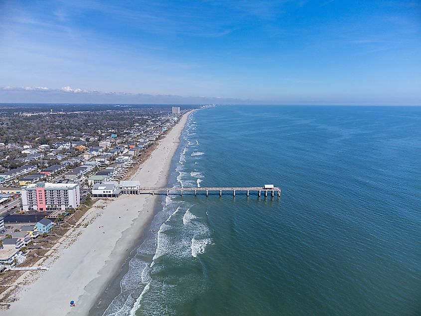 Aerial view of Surfside Beach, South Carolina.