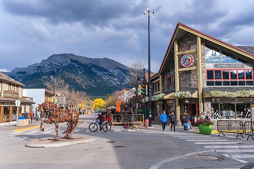 The town center of Canmore.