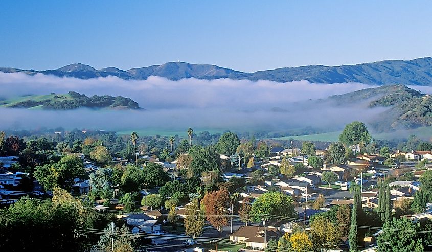 Spring field and cloud layers in Ojai, California.