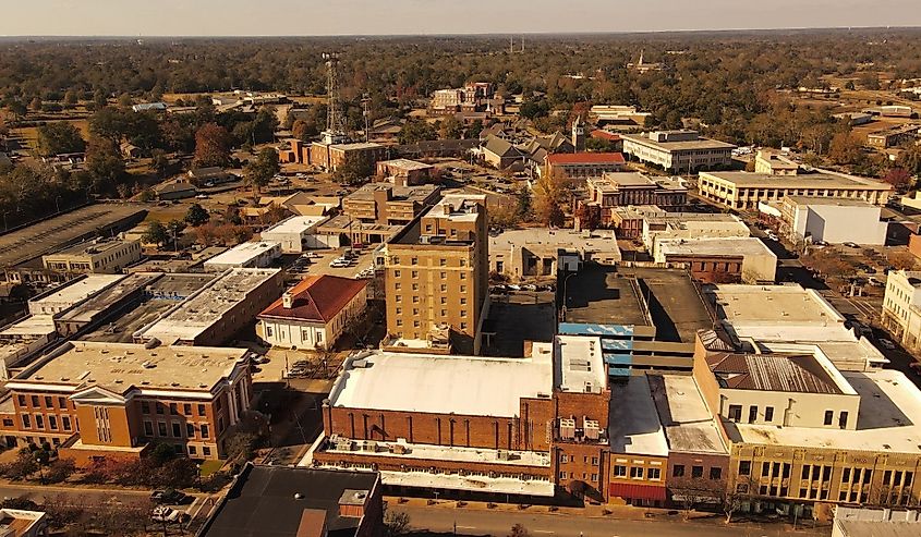 Downtown Hattiesburg, Mississippi cityscape.