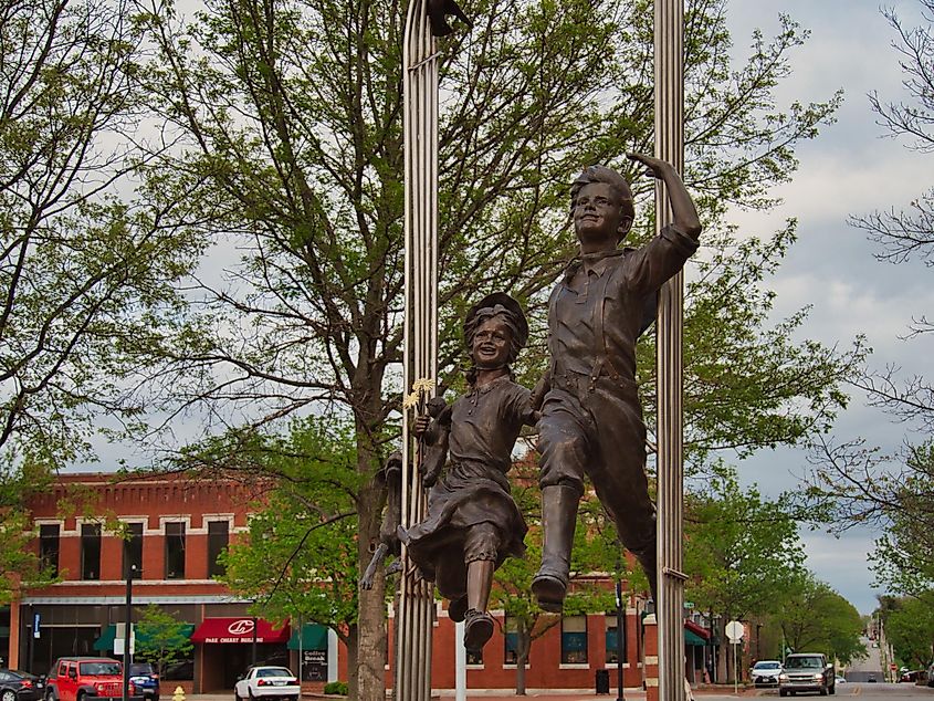 Bronze statues at Johnson County Kansas (KS) Administration Building in Olathe, the USA