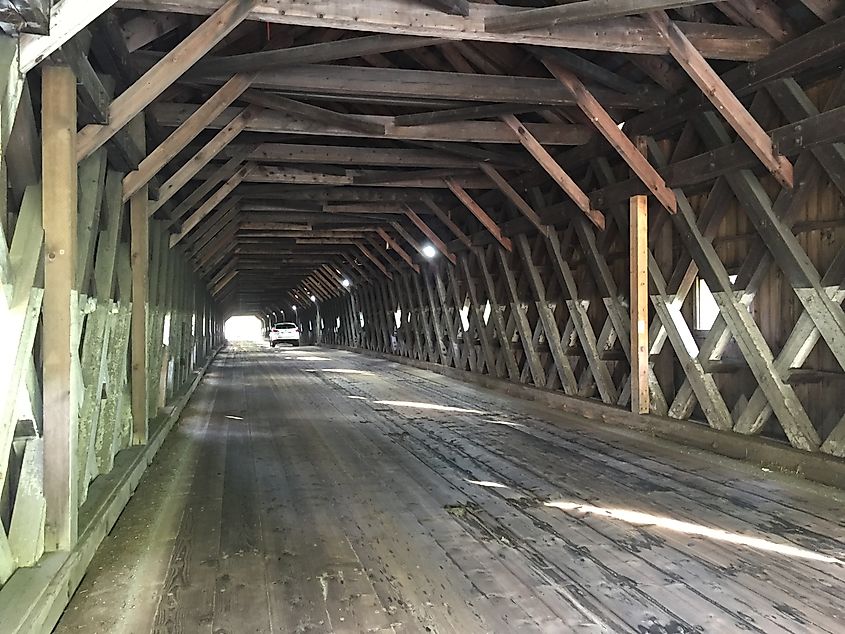 Cornish-Windsor Covered Bridge showing the lattice truss.