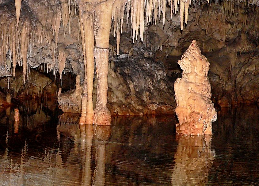 View of the Alepotrypa Cave in Greece.