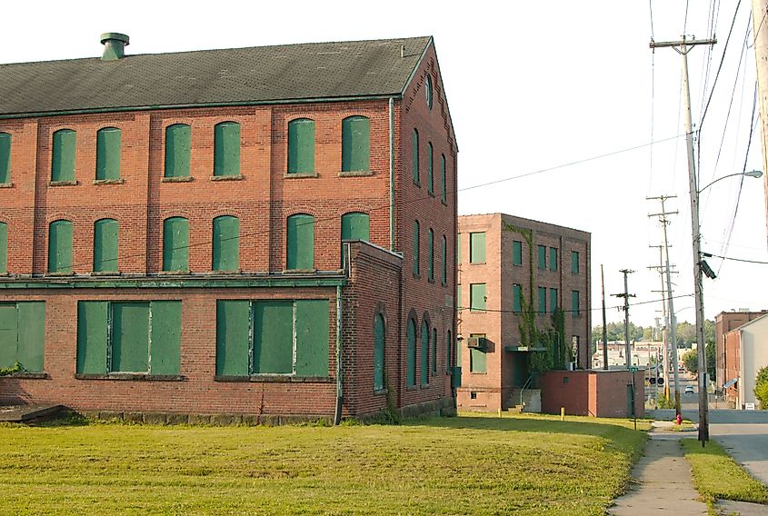 A historic factory building in Ashland, Ohio.