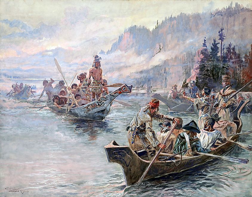 Painting Lewis and Clark on the Lower Columbia by Charles Marion Russell