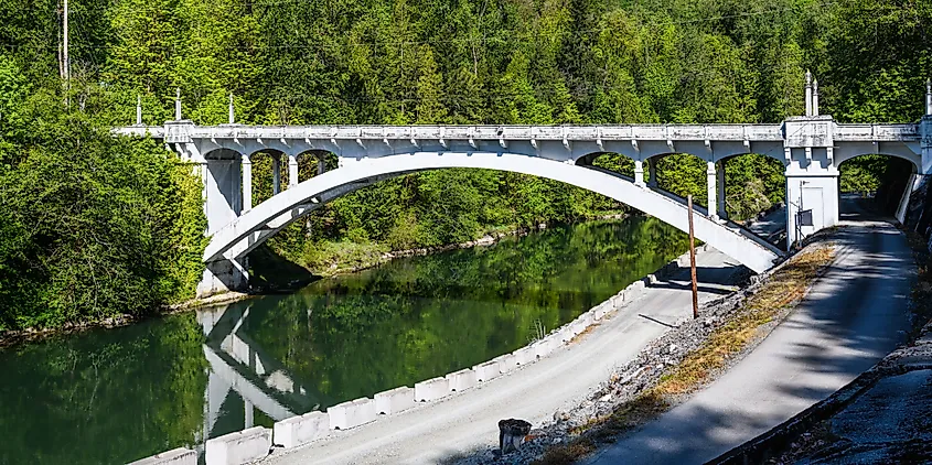 The Henry Thompson Bridge is a single span cement bridge in Concrete, Washington.