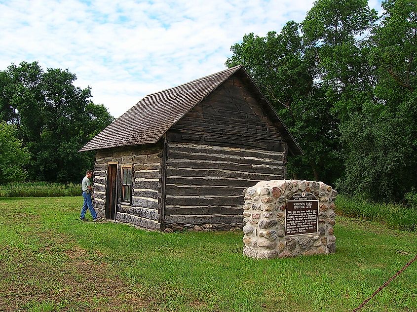 Sheyenne River Valley Scenic Byway, Entering the Cabin at Wadeson Park, North Dakota.