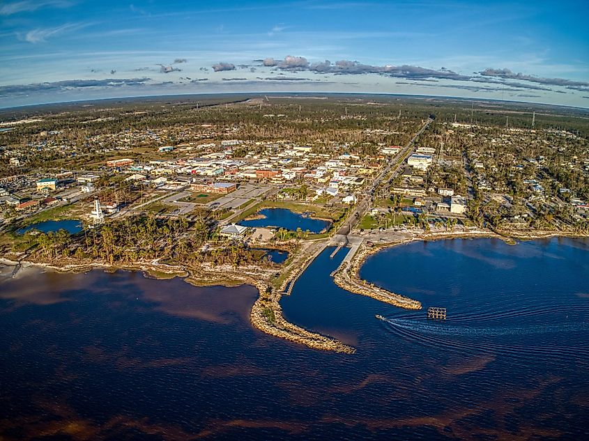 Aerial view of Port St. Joe, Florida.