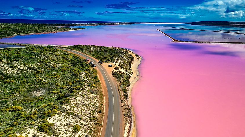 View of Hutt Lagoon along Gregory in Western Australia.