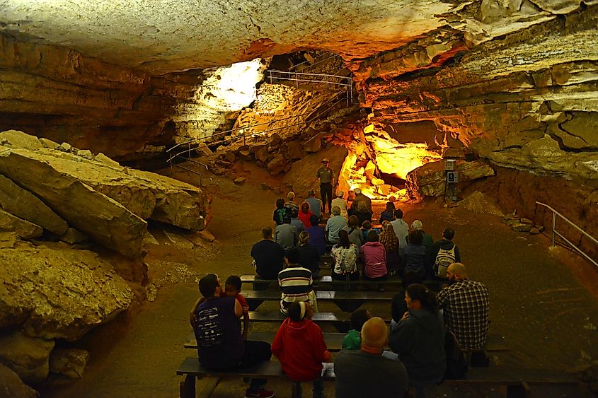 Inside a cave in the Mammoth Cave National Park