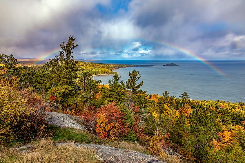 View of the sea from the Sugarloaf Mountain in fall.