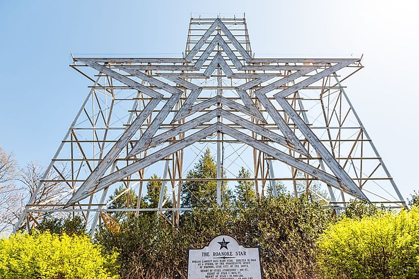 Roanoke, Virginia, during spring with Mill Mountain iconic star