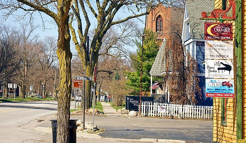 Downtown street in Romeo, Michigan.