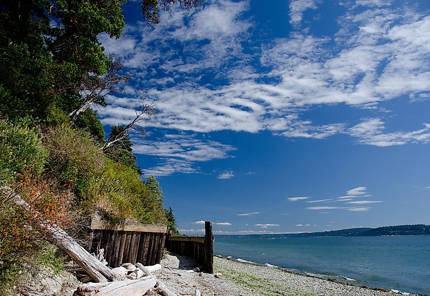 Beautiful day at Cama beach, Camano island State Park, Washington